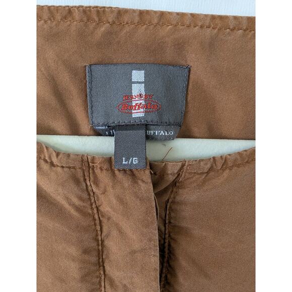 Buffalo Womens Silk Rayon Mix Media Henley Pull Over Top Chrome Brown Size Large - Picture 4 of 9